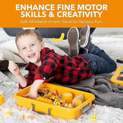 Construction Sandbox Toys for Kids with 2 lbs Play Sund, Bulldozer, and Figures -Tractor Sand Playset - Children Toys 3-5 Boys, Farm Sand Play Set, Indoor Sand Toy, Mini Construction Toys