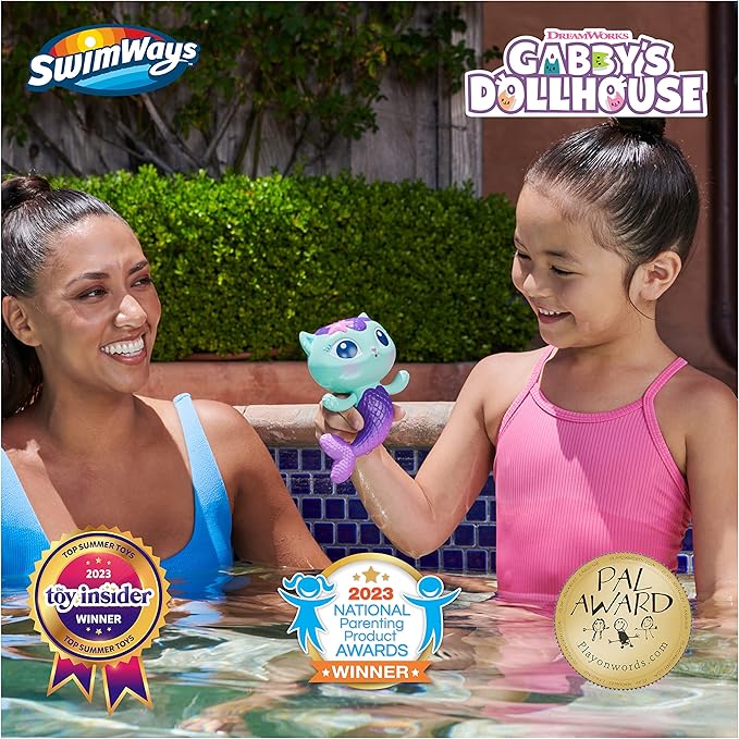 SwimWays Gabby’s Dollhouse Mercat Floatin' Figures, Swimming Pool Accessories & Kids Pool Toys, Gabby's Dollhouse Party Supplies & Water Toys for Kids Aged 3 & Up