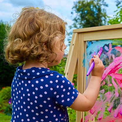Chalkboard and Painting Easel for Kids. Wooden Double Sided Easel for Arts and Crafts, Learning and Playing. for Indoor and Outdoor Use FSC Treated Wood.