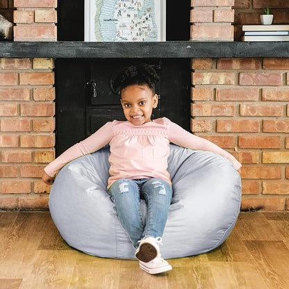 Big Joe Classic Bean Bag Chair, Gray Smartmax, Durable Polyester Nylon Blend, 2 feet Round