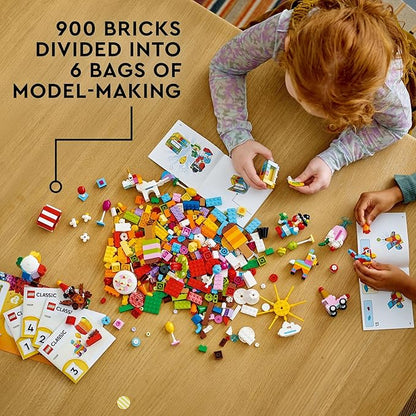 Lego Classic Creative Party Box Bricks Set 11029, Family Games to Play Together, Includes 12 Mini-Build Toys: Teddy Bear, Clown, Unicorn, Fun for All Ages 5 Plus