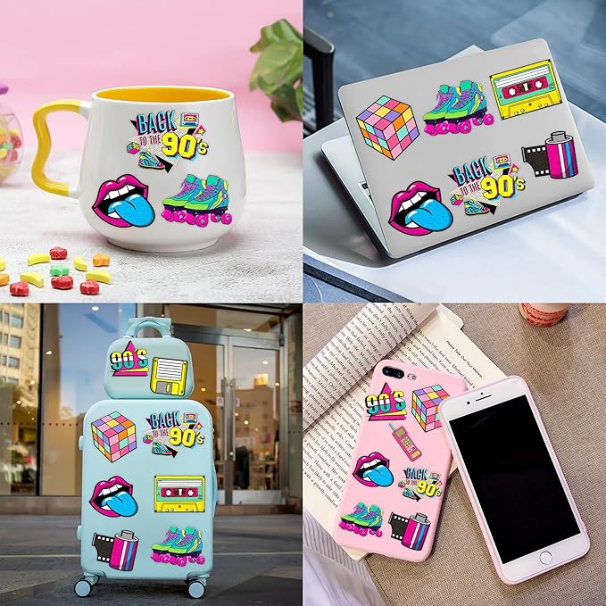 48PCS 90s & 80s Party Favors - 24PCS Tattoos & 24PCS Slap Bracelets, Retro 90s Birthday Party Supplies Decorations, Ideal for Kids’ Classroom Prizes & Rewards for Boys & Girls