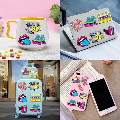 48PCS 90s & 80s Party Favors - 24PCS Tattoos & 24PCS Slap Bracelets, Retro 90s Birthday Party Supplies Decorations, Ideal for Kids’ Classroom Prizes & Rewards for Boys & Girls