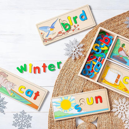 Melissa & Doug See & Spell Wooden Educational Language Learning Toy With Letters, Puzzle Boards Preschool Learning Activities, See & Spell Toys For Kids Ages 4+