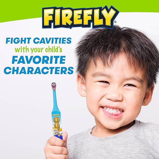 FIREFLY Clean N' Protect, Sonic The Hedgehog Toothbrush with 3D hygienic Cover, Premium Soft Bristles, Anti-Slip Grip Handle, Battery Included, Ages 3+, (Pack of 2)