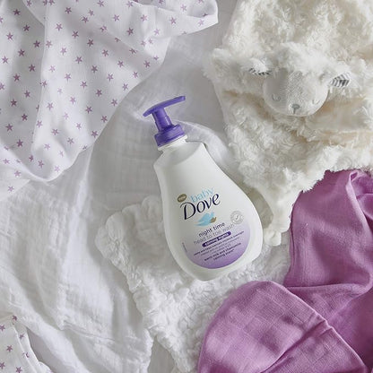Baby Dove Calming Moisture Sensitive Skin Night Time Wash, 3 Pack Hypoallergenic and Tear-Free Bath Wash 400 ml (3x 13.52