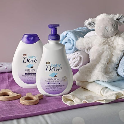 Baby Dove Calming Moisture Sensitive Skin Night Time Wash, 3 Pack Hypoallergenic and Tear-Free Bath Wash 400 ml (3x 13.52