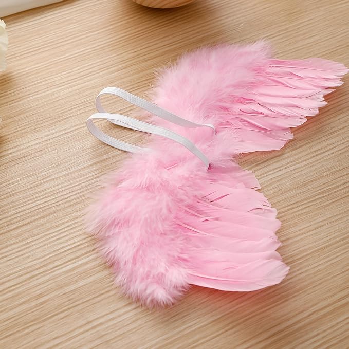 Holibeat 2PCS 0-6M Baby Angel Feather Wings Newborn Photo Props