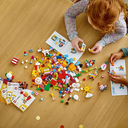 LEGO Classic Creative Party Box Bricks Set 11029, Family Games to Play Together, Includes 12 Mini-Build Toys: Teddy Bear, Clown, Unicorn, Fun for All Ages 5 Plus