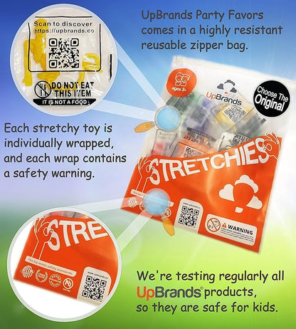 UpBrands 72 Stretchy Skeleton Toys, Party Favors for Kids, Bulk Set, 12 Colors, Kit for Easter Egg Basket Stuffers, Halloween Goodie Bags, Pinata Filler, Small Classroom Prizes