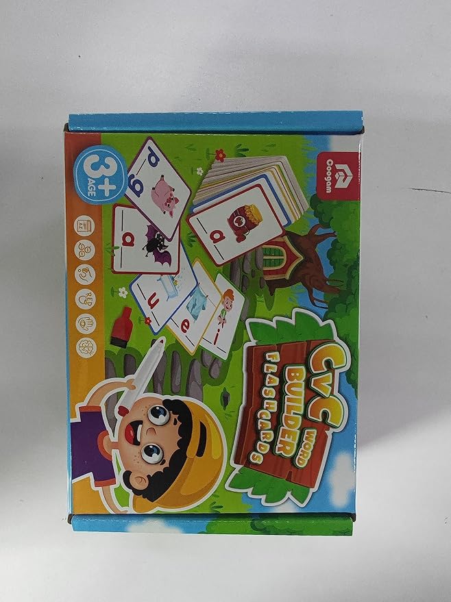Coogam CVC Sight Words Flashcards, Short Vowel Spelling Game, Preschool Kids Learning Sight Words Supplies, Montessori Educational Writing Reading Toy Gift for 3 4 5 Years Old