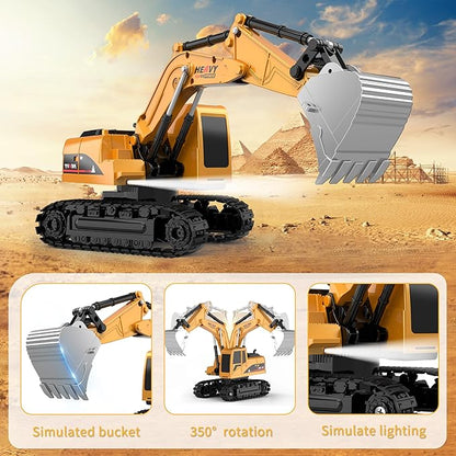 Play-Vehicles Kids Excavator Trucks Toy - Pull Back Powered Red 2 Pack 3-12 Boys