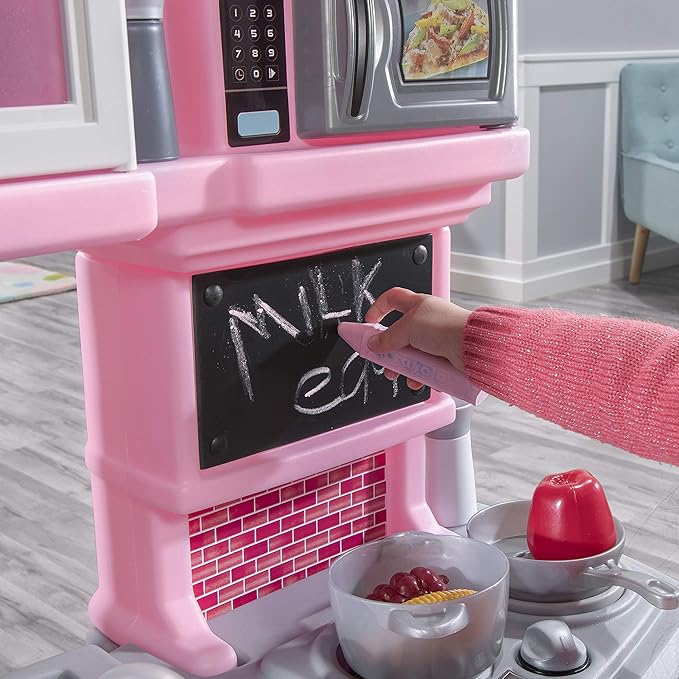 Step2 784200 Great Gourmet Kitchen | Durable Kids Kitchen Playset with Lights & Sounds | Pink Plastic Play Kitchen, 16.75 x 39 x 46 inches