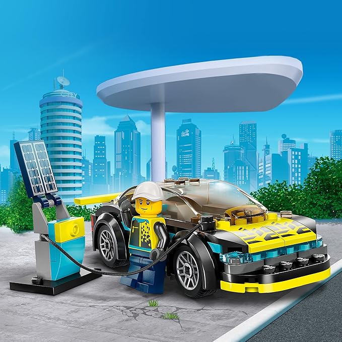 LEGO City Electric Sports Car 60383, Toy for 5 Plus Years Old Boys and Girls, Race Car for Kids Set with Racing Driver Minifigure, Building Toys