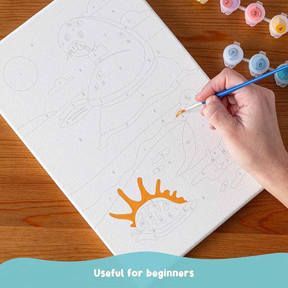 BONNYCO Paint by Numbers Kit for Kids Sea Animals Pack 3 Canvas Paint by Number Canvas, Ocean Gifts for Kids, Arts and Crafts, Kids Paint by Number, Kits Pre Drawn Canvas for Painting for Kids