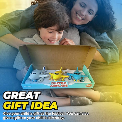 KIDSTHRILL Kids Airplane Toy for Boys & Girls. Set of Three Toy Airplanes with Flashing Lights, Music & Airplane Sound 2 3 4 5 6 7