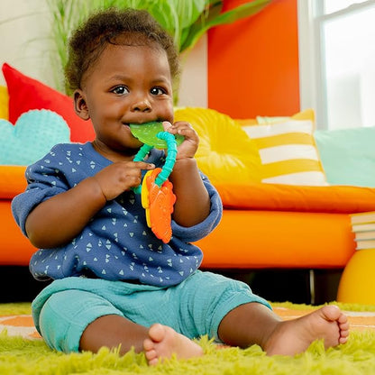 Bright Starts Tropical Chews Silicone Teething Ring - BPA-Free Monkey, Leaf 3 Months