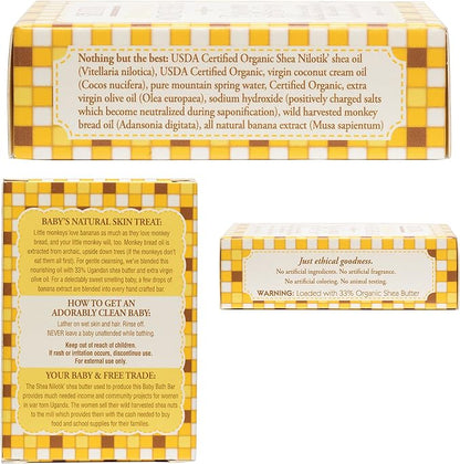 Shea Terra Organics Mama and Baby Collection | Bananas & Monkey Bread Baby Shampoo & Bath Bar 4oz