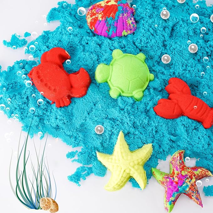 Value Pack 11lbs of 5 Colored Moldable Self-Sticking Sand, Never Dries Out - Fun for Kids Bulk Refill for Sensory Sand Box Toys, Ideal for Shaping, Squeezing, Scooping, Rolling and Molding