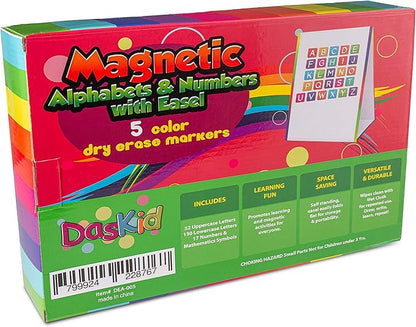 Tabletop Magnetic Easel Whiteboard (2 Sides) Includes:199 Magnetic ABC Alphabet Letters-Numbers-Symbol's, 5 Dry Erase Markers, & 1 Eraser. Drawing Art White Board Educational Kids Toy
