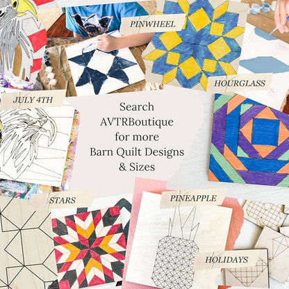 4 Barn Quilt Kit DIY Pattern to Paint, Unfinished Wood Quilting Block Sign for Painting, DIY Paintable Art, Adults Kids (6 Inches Square) (Winter Set Snowman, Christmas Tree, Snowflake) AVTRBoutique