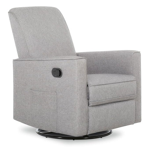 Evolur Raleigh Glider in Light Grey, Upholstered Plush Seating 360° Swivel Glider Rocking Chair, FSC Certified, Greenguard Gold & JPMA Certified Nursery Glider Recliner
