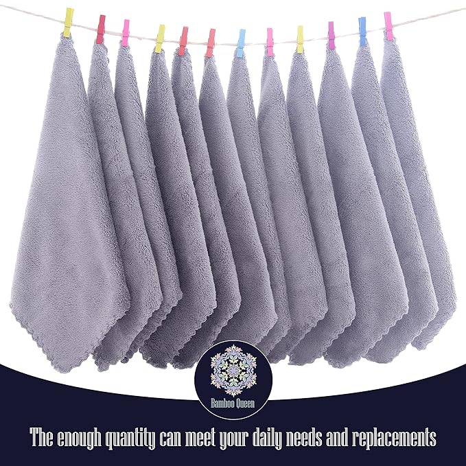 16 Pack Baby Washcloths - Luxury Coral Fleece Grey,10x10 Inch